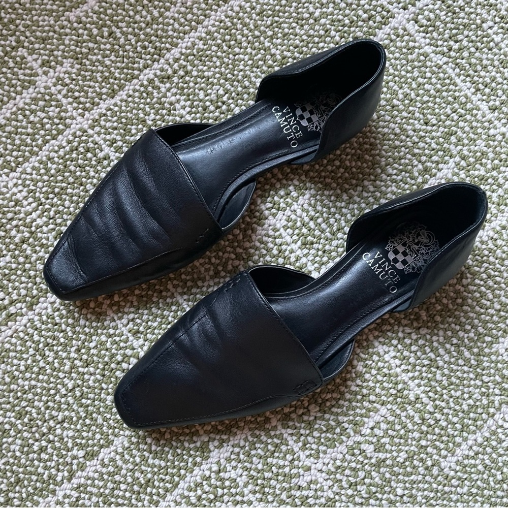 Vince Camuto Black Leather Flats Size 7